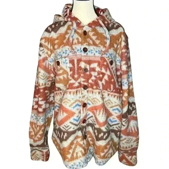 Raw Yarn Industries Other - Raw Yarn Industries Fleece Shacket Women’s Men’s Size Large Southwest Aztec